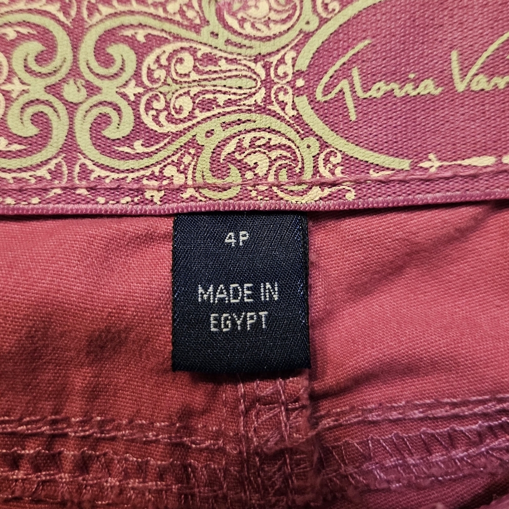 ✨️UPDATED✨Vtg Gloria Vanderbilt Low Rise Capri Jeans 4P NWOT Pink w/ Floral Belt - Picture 9 of 9
